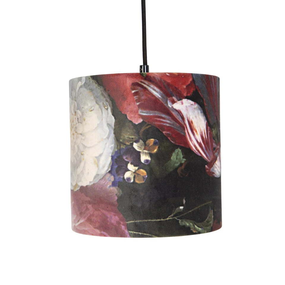 QAZQA Hanglamp Met 3 Velours Kappen Bloemen Met Goud - Cava - Afbeelding 2