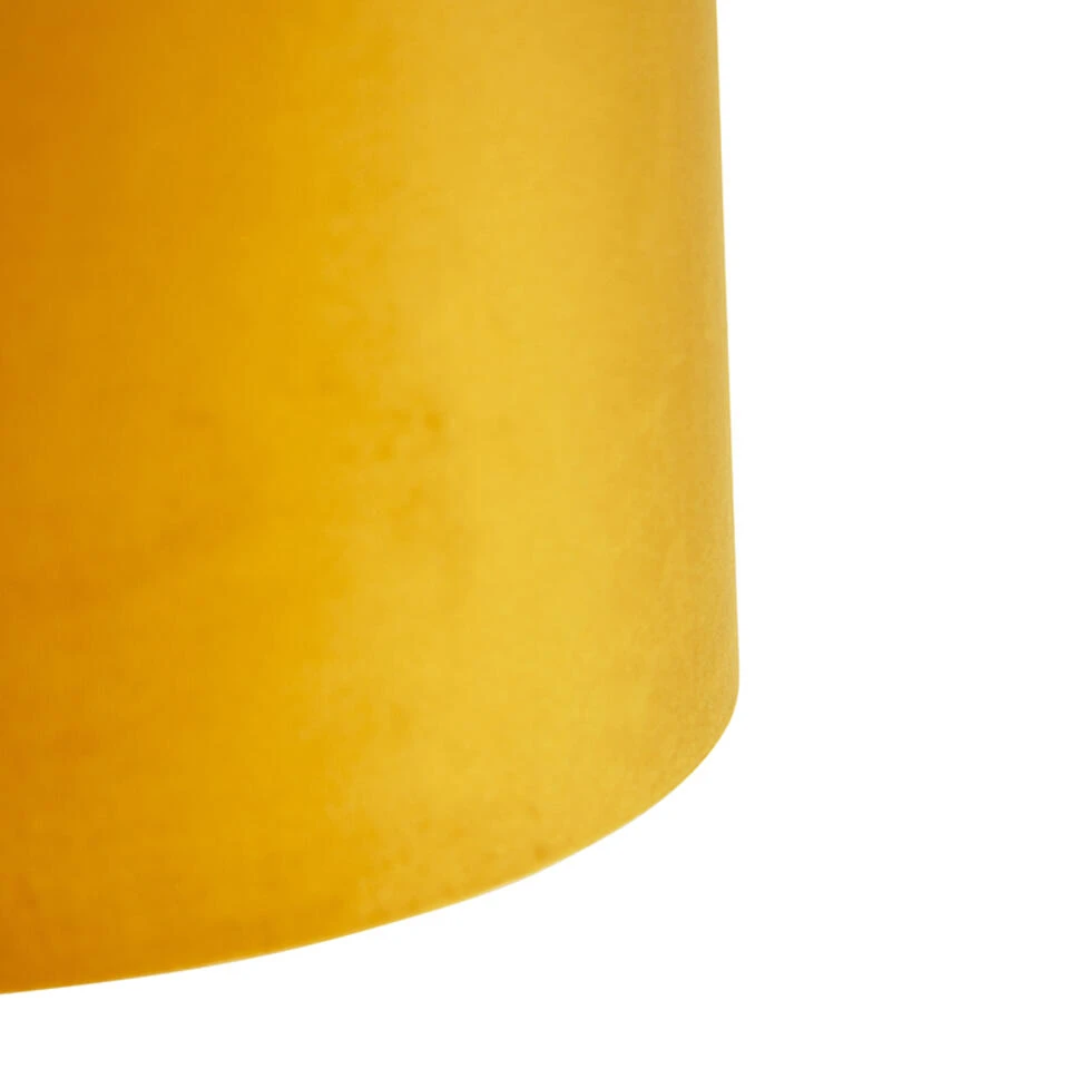 QAZQA Hanglamp Met 3 Velours Kappen Geel Met Goud - Cava - Afbeelding 4