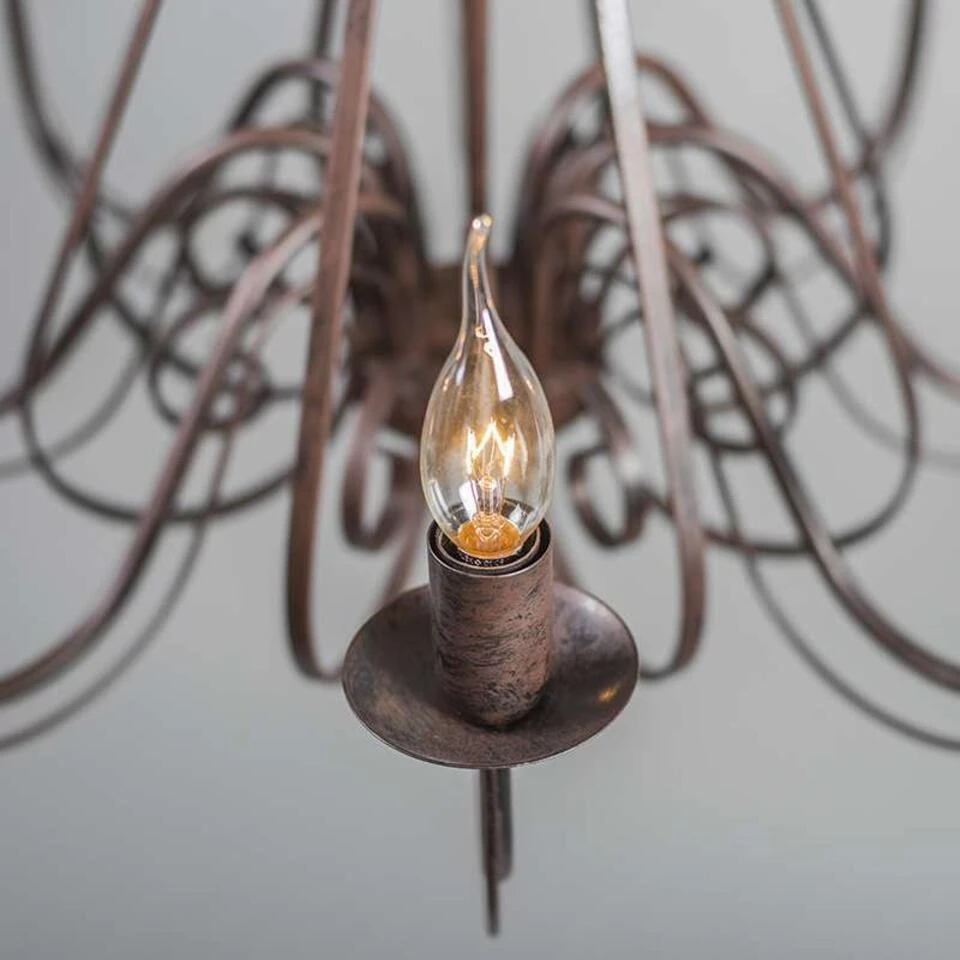 QAZQA Antieke Kroonluchter Roestbruin 8-lichts - Giuseppe 8 - Afbeelding 4