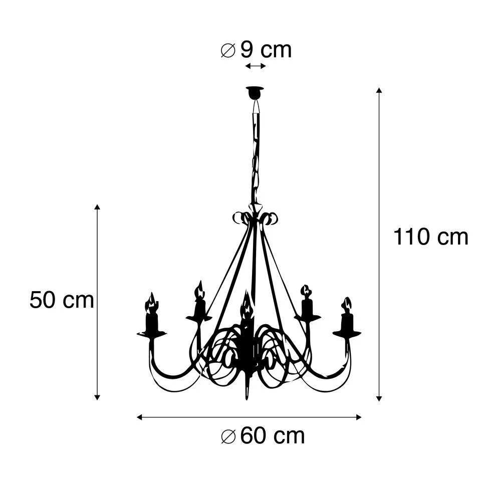 QAZQA Kroonluchter Wit - Giuseppe 5 - Afbeelding 3
