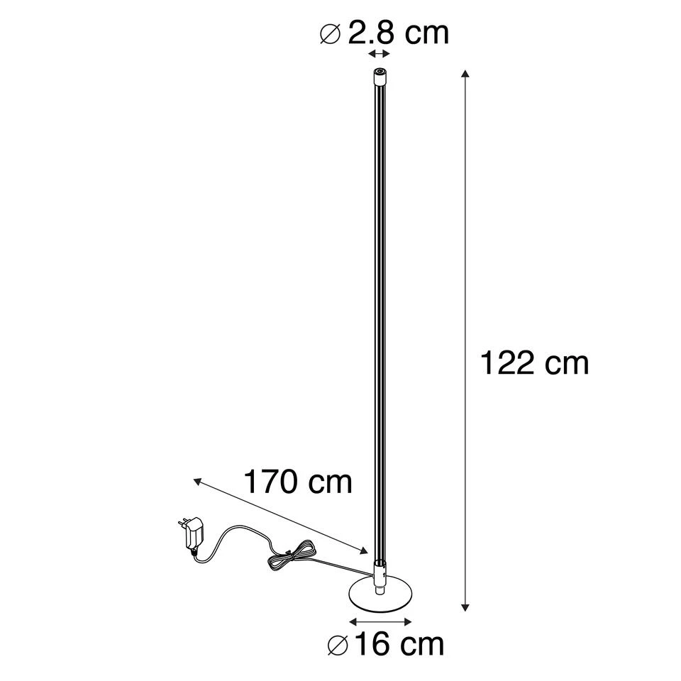 QAZQA Moderne Vloerlamp LED Chroom - Line-up - Afbeelding 3