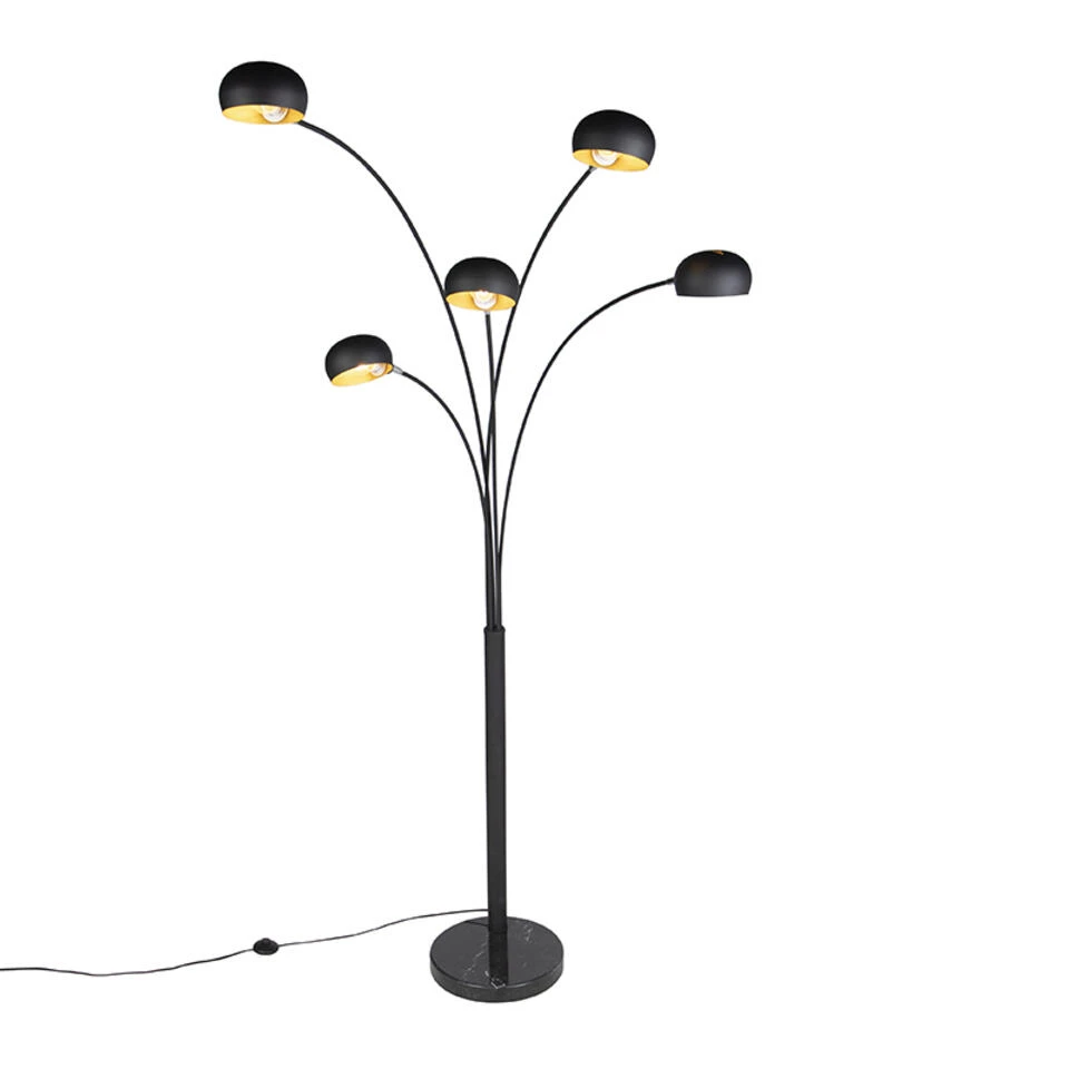 QAZQA Design Vloerlamp Zwart 5-lichts - Sixties Marmo - Afbeelding 4
