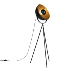 QAZQA Industriële Vloerlamp Tripod Zwart - Magna 40 Eglip