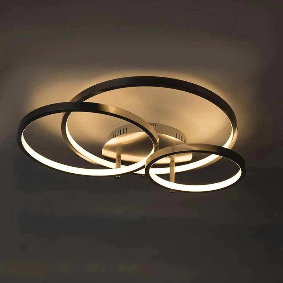 QAZQA Moderne Plafondlamp Staal Incl. LED En Dimmer- Rondas - Afbeelding 2