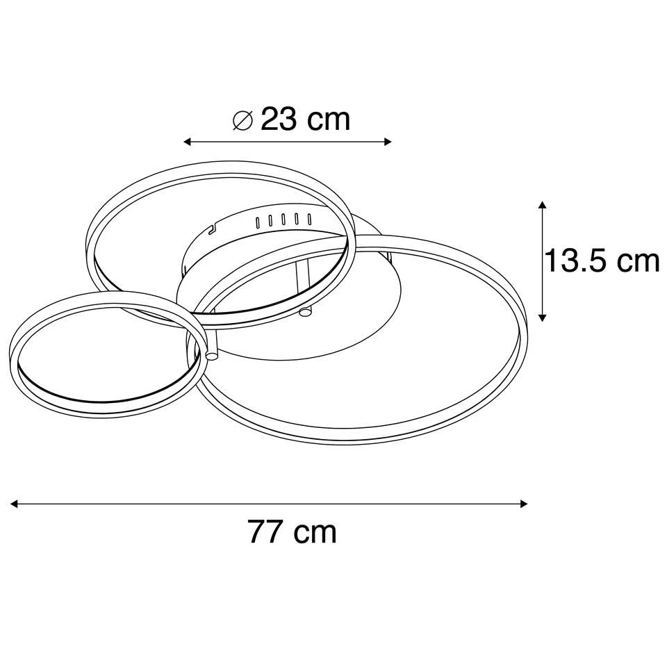 QAZQA Moderne Plafondlamp Staal Incl. LED En Dimmer- Rondas - Afbeelding 4