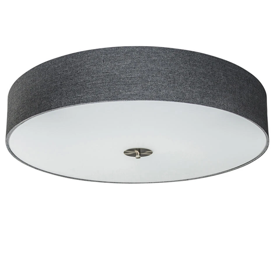 QAZQA Landelijke Plafondlamp Grijs 70 Cm - Drum Jute - Afbeelding 4