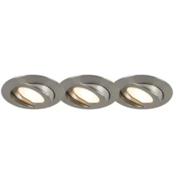 QAZQA Set Van 3 Inbouwspots Staal Incl. LED IP44 - Relax LED