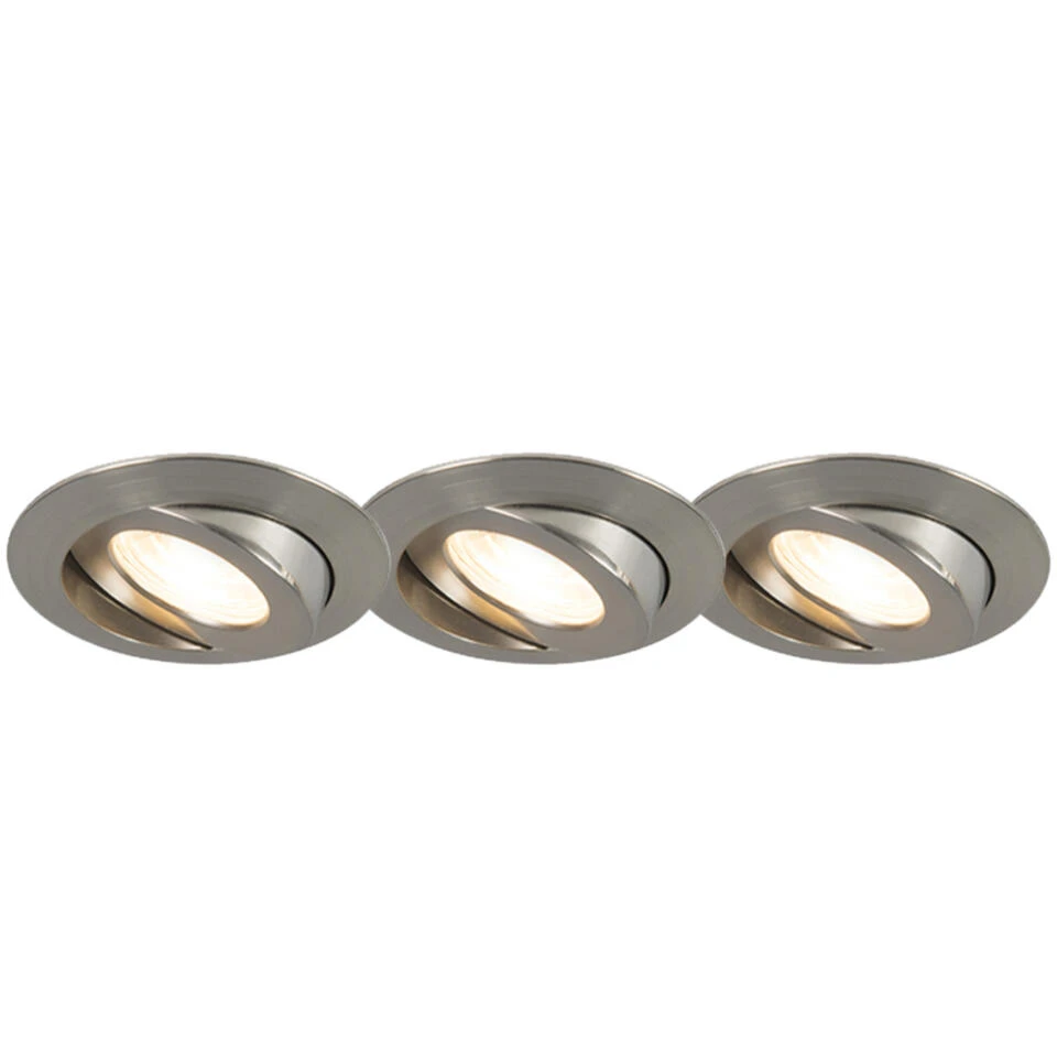 QAZQA Set Van 3 Inbouwspots Staal Incl. LED IP44 - Relax LED