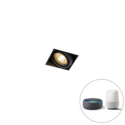 QAZQA Smart Inbouwspot Zwart Incl. Wifi GU10 Trimless - Oneon 1