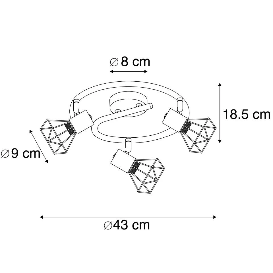 QAZQA Art Deco Spot Zwart Draai- En Kantelbaar 3-lichts - Mosh - Afbeelding 3