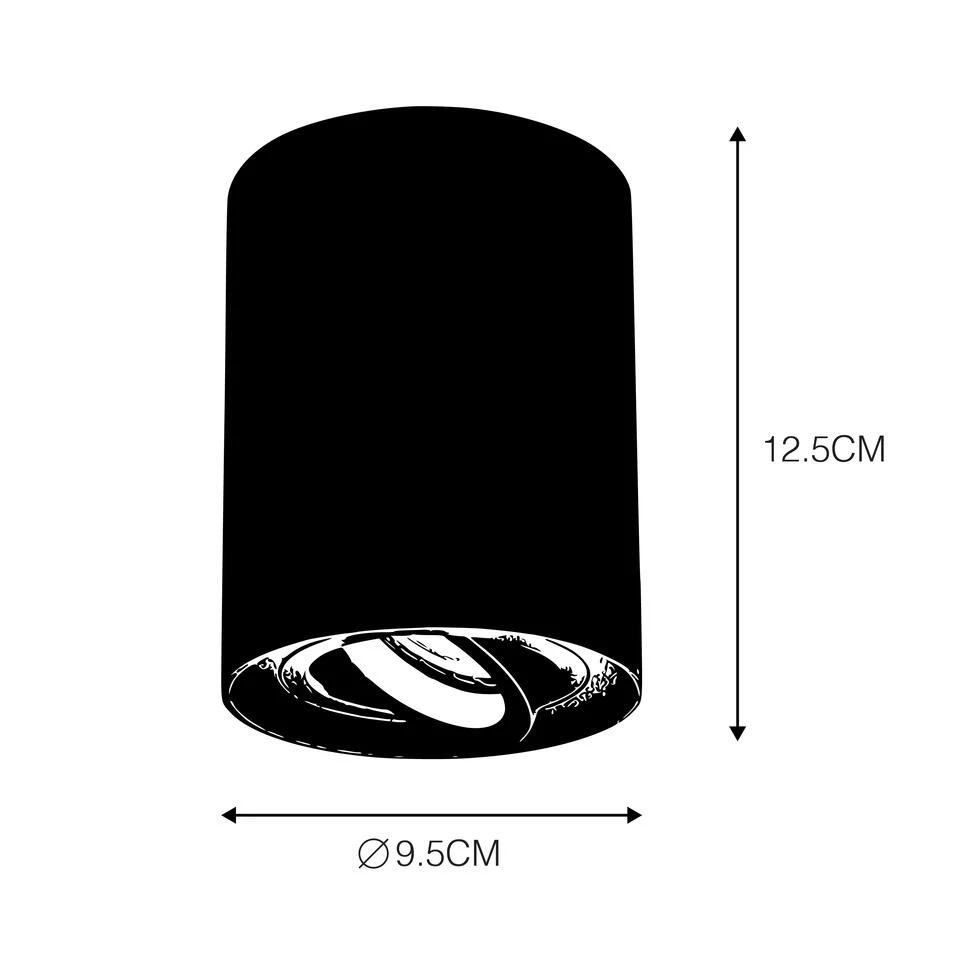 QAZQA Spot Zwart En Staal Draai- En Kantelbaar - Rondoo Up - Afbeelding 4