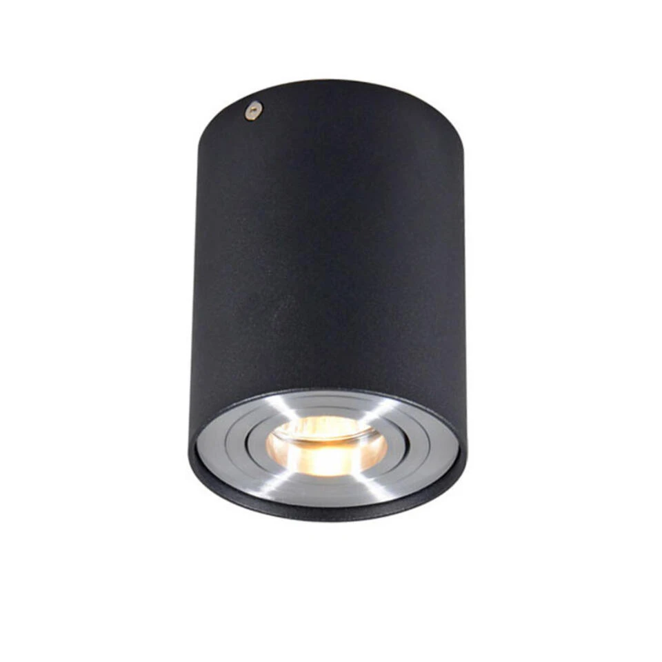 QAZQA Spot Zwart En Staal Draai- En Kantelbaar - Rondoo Up