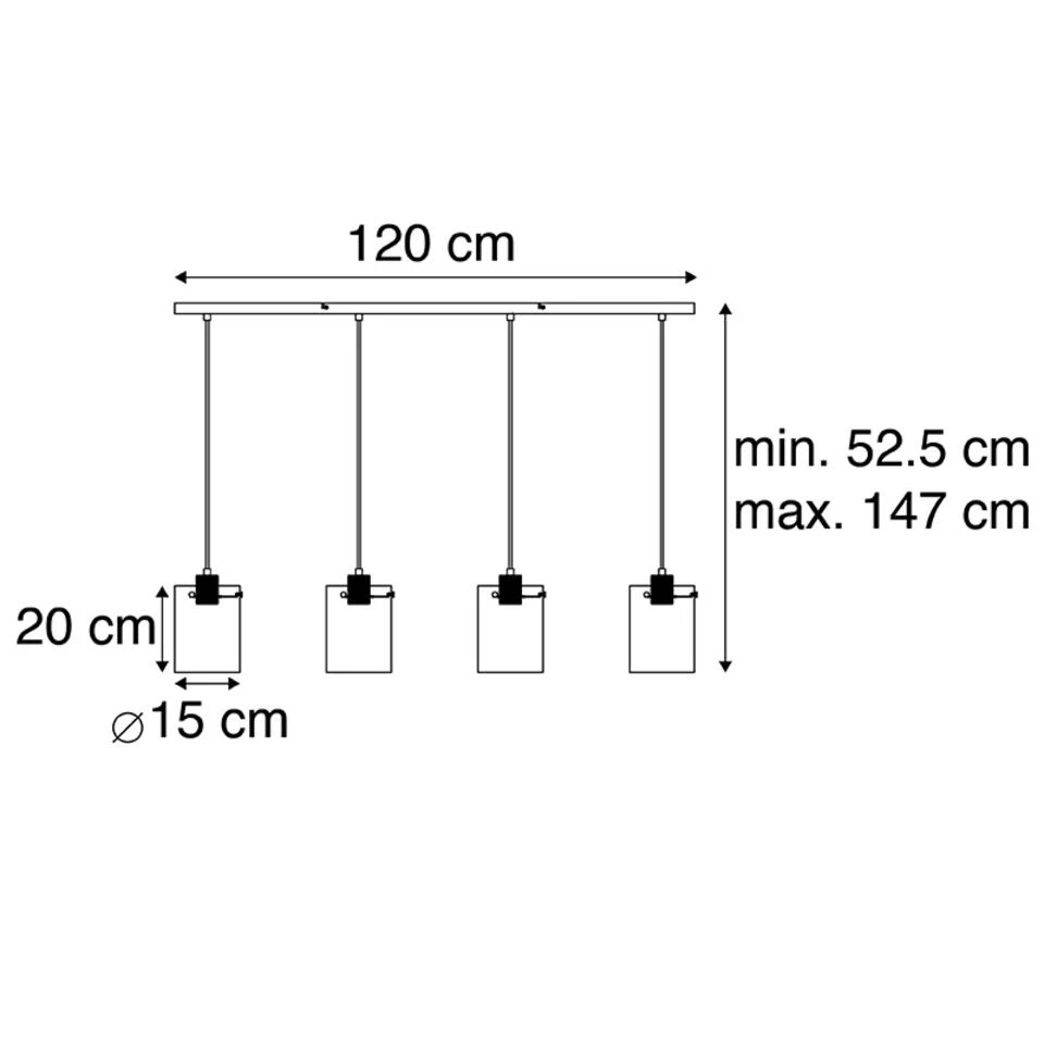 QAZQA Design Hanglamp Zwart Met Smoke Glas 4-lichts - Dome - Afbeelding 3