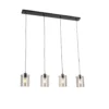 QAZQA Design Hanglamp Zwart Met Smoke Glas 4-lichts - Dome