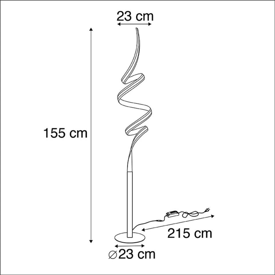 QAZQA Design Vloerlamp Zwart Incl. LED En Dimmer - Twisted - Afbeelding 3