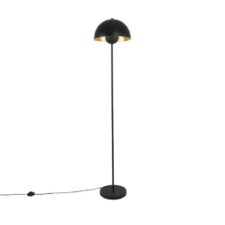 QAZQA IndustriÃ«le Vloerlamp Zwart Met Goud 160 Cm - Magnax