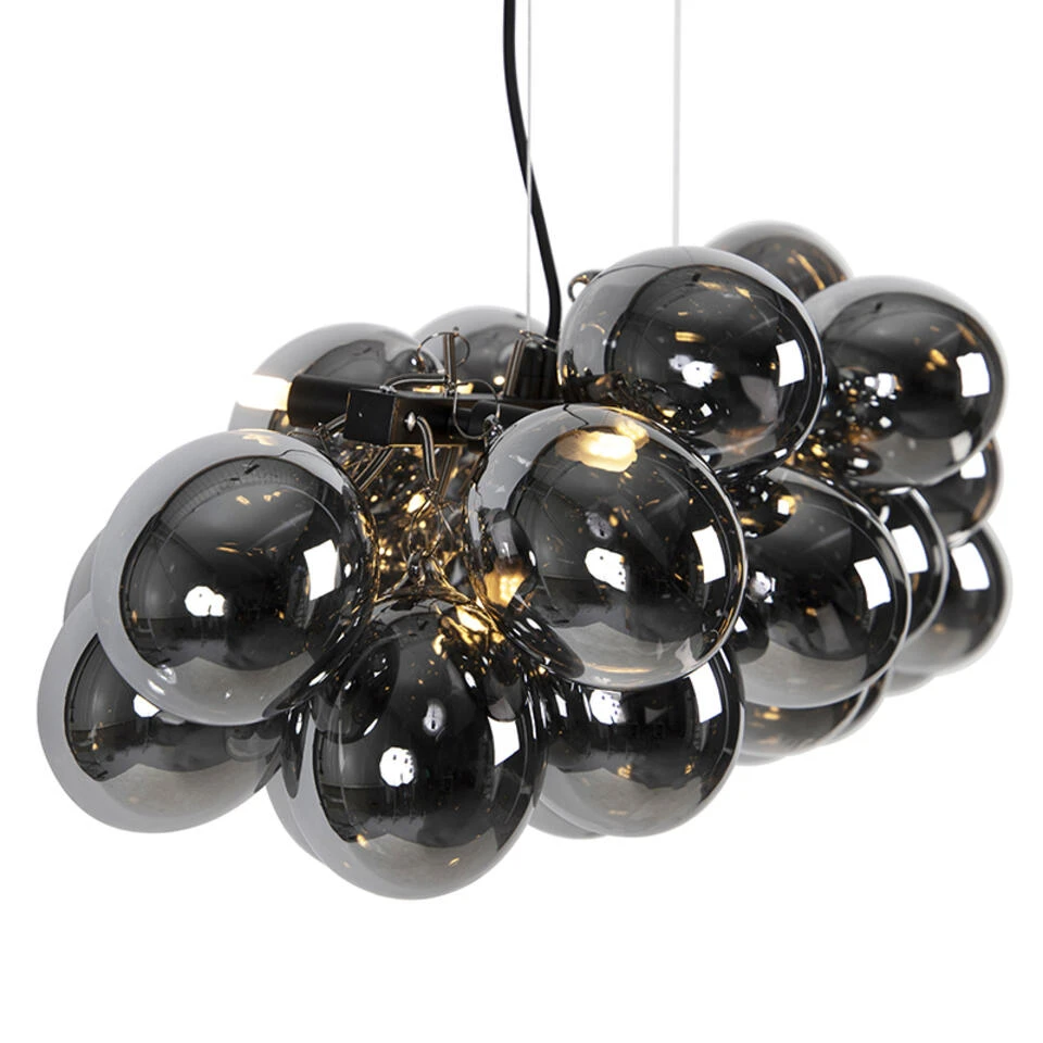 QAZQA Design Hanglamp Zwart Met Smoke Glas 8-lichts - Uvas - Afbeelding 2