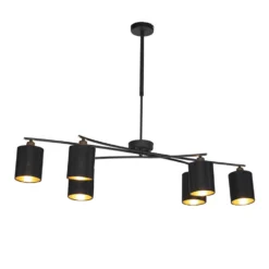 QAZQA Moderne Hanglamp Zwart Verstelbaar 6-lichts - Lofty