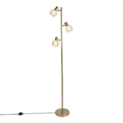 QAZQA Design Vloerlamp Goud 3-lichts Verstelbaar - Mesh