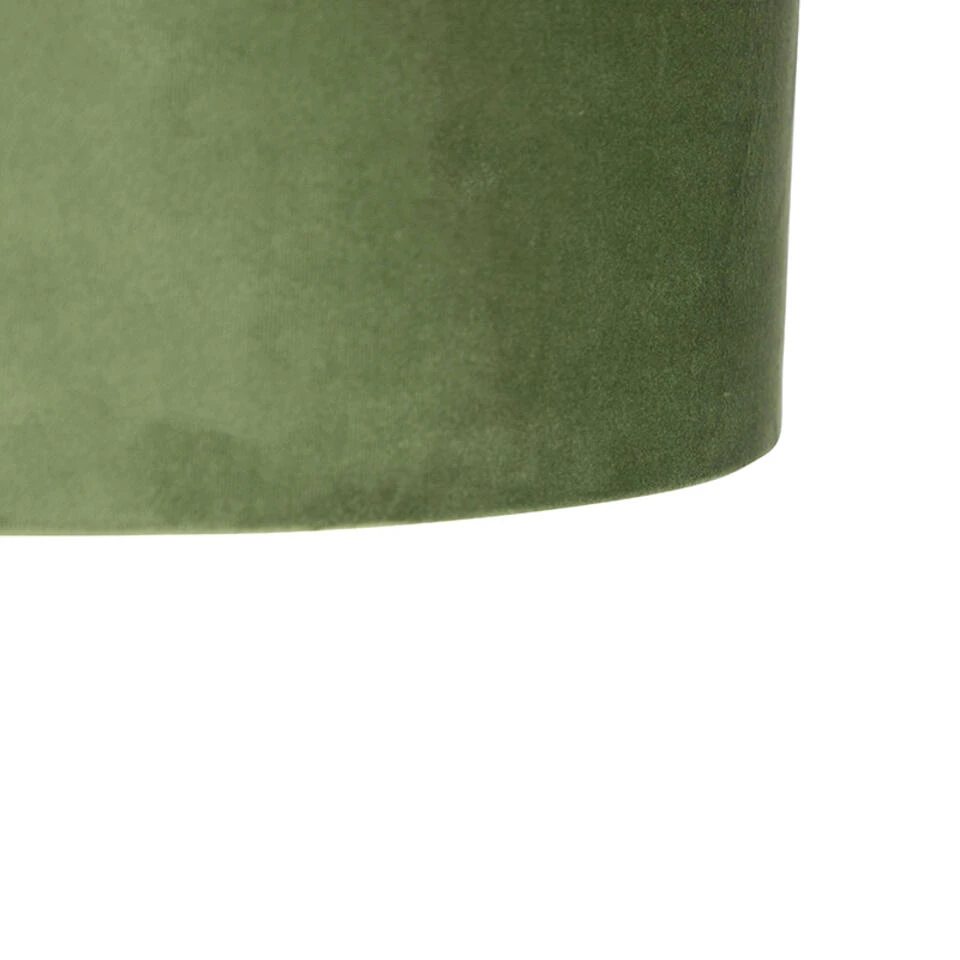 QAZQA Hanglamp Met Velours Kap Groen Met Goud 35 Cm - Blitz I Zwart - Afbeelding 2