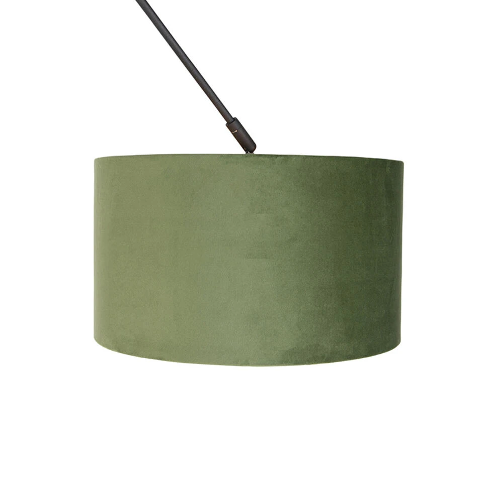 QAZQA Hanglamp Met Velours Kap Groen Met Goud 35 Cm - Blitz I Zwart - Afbeelding 4