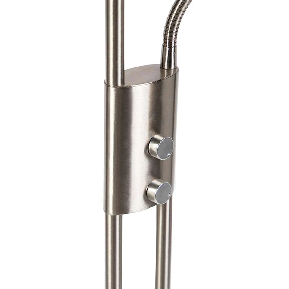 QAZQA Moderne Vloerlamp Incl. LED En Dimmer Met Leeslamp - Uplighter Jazzy - Afbeelding 3