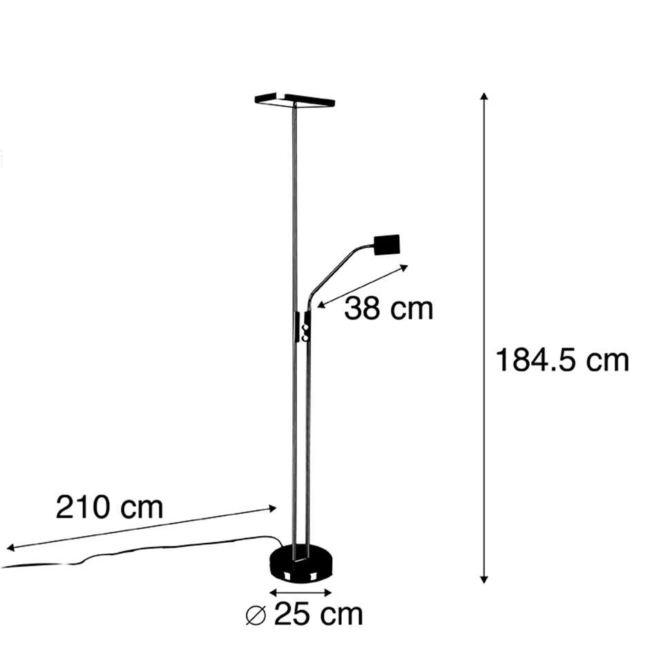 QAZQA Moderne Vloerlamp Incl. LED En Dimmer Met Leeslamp - Uplighter Jazzy - Afbeelding 4