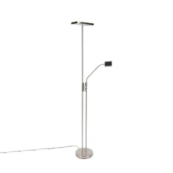 QAZQA Moderne Vloerlamp Incl. LED En Dimmer Met Leeslamp - Uplighter Jazzy