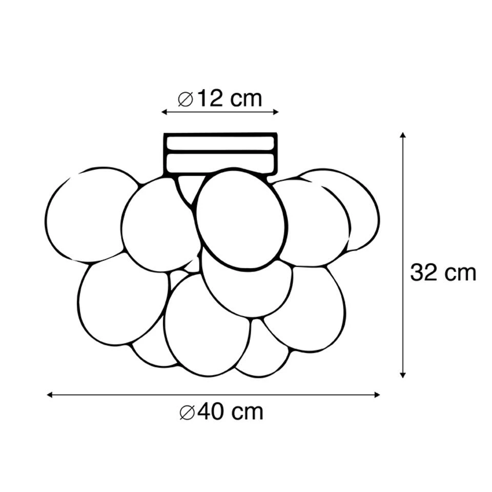 QAZQA Design Plafondlamp Zwart Met Amber Glas 4-lichts - Uvas - Afbeelding 3
