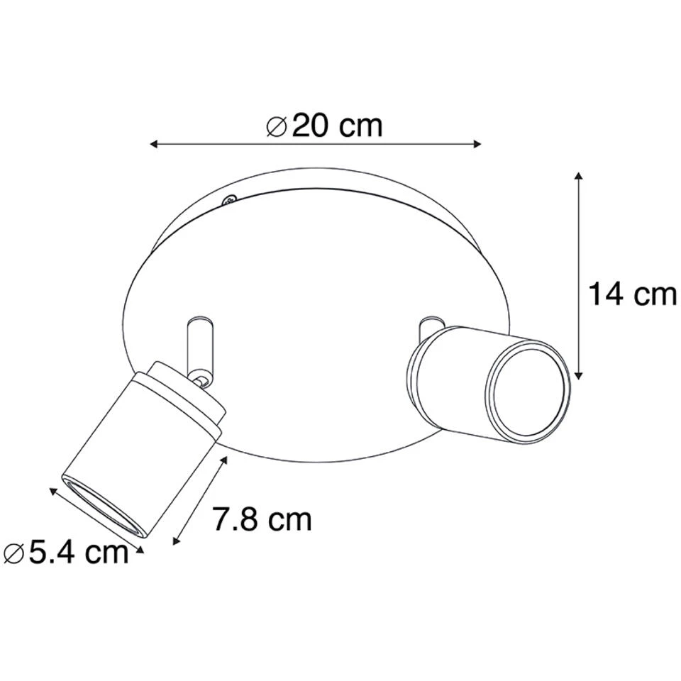 QAZQA Moderne Badkamer Spot Zwart 2-lichts IP44 - Ducha - Afbeelding 3