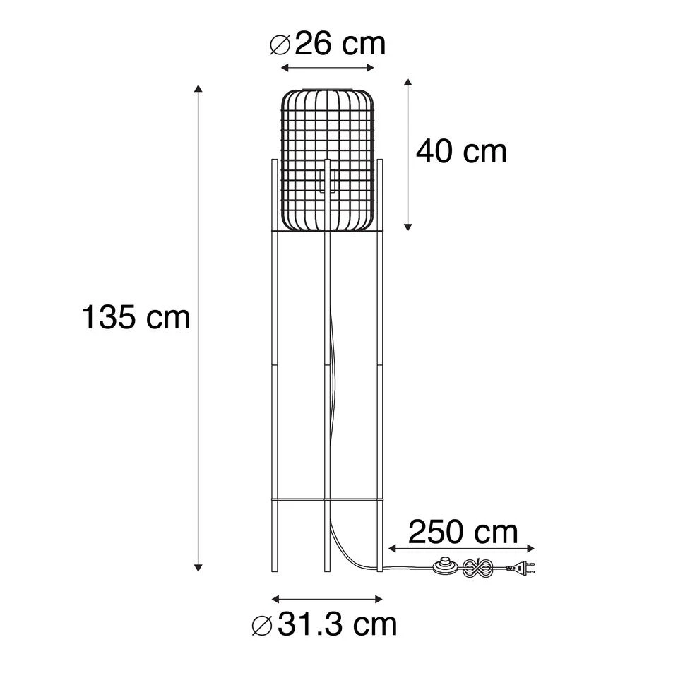 QAZQA Industriële Vloerlamp Zwart - Bliss Vefa - Afbeelding 3