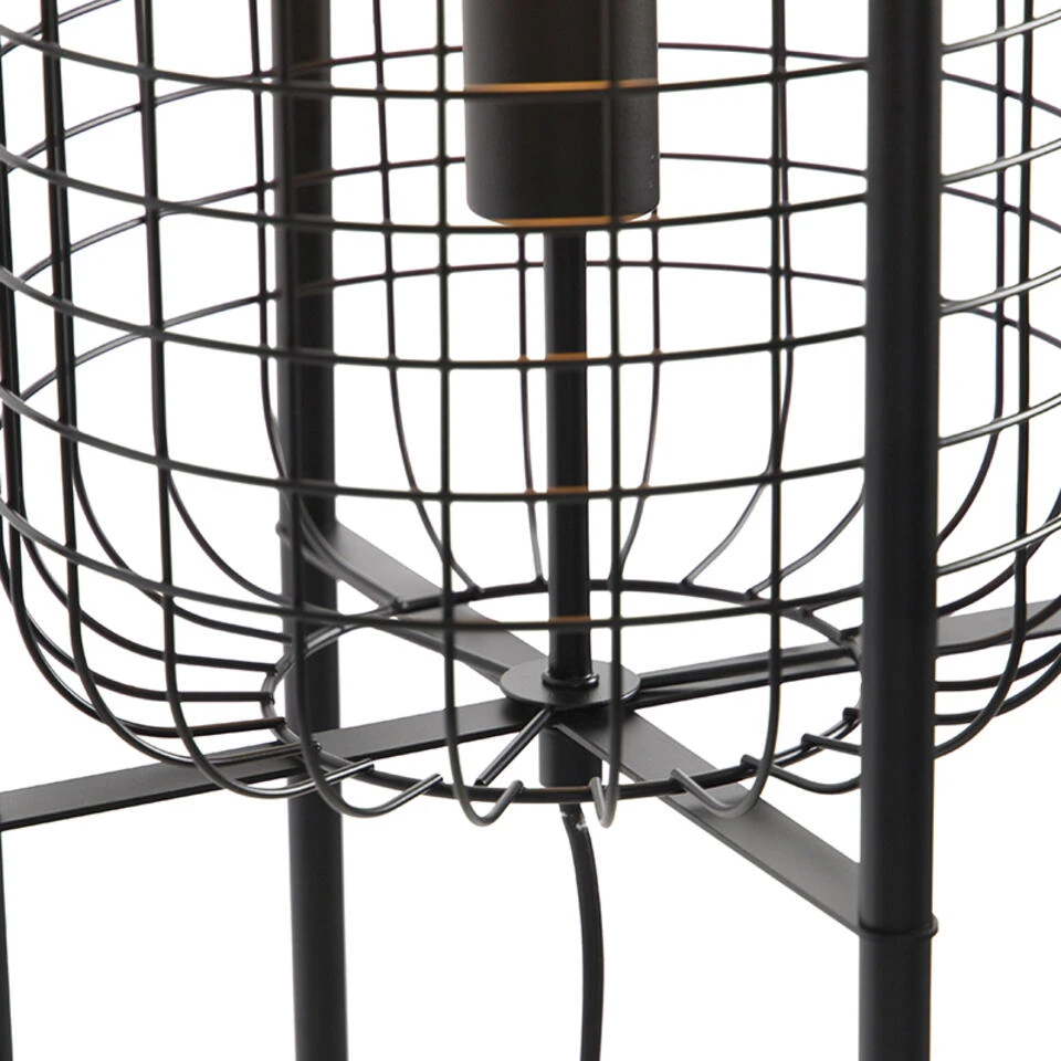 QAZQA Industriële Vloerlamp Zwart - Bliss Vefa - Afbeelding 4