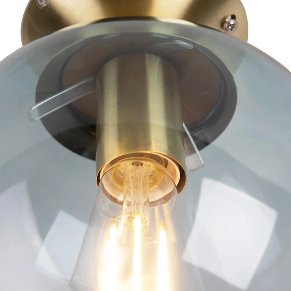 QAZQA Art Deco Plafondlamp Messing Met Blauw Glas - Pallon - Afbeelding 2