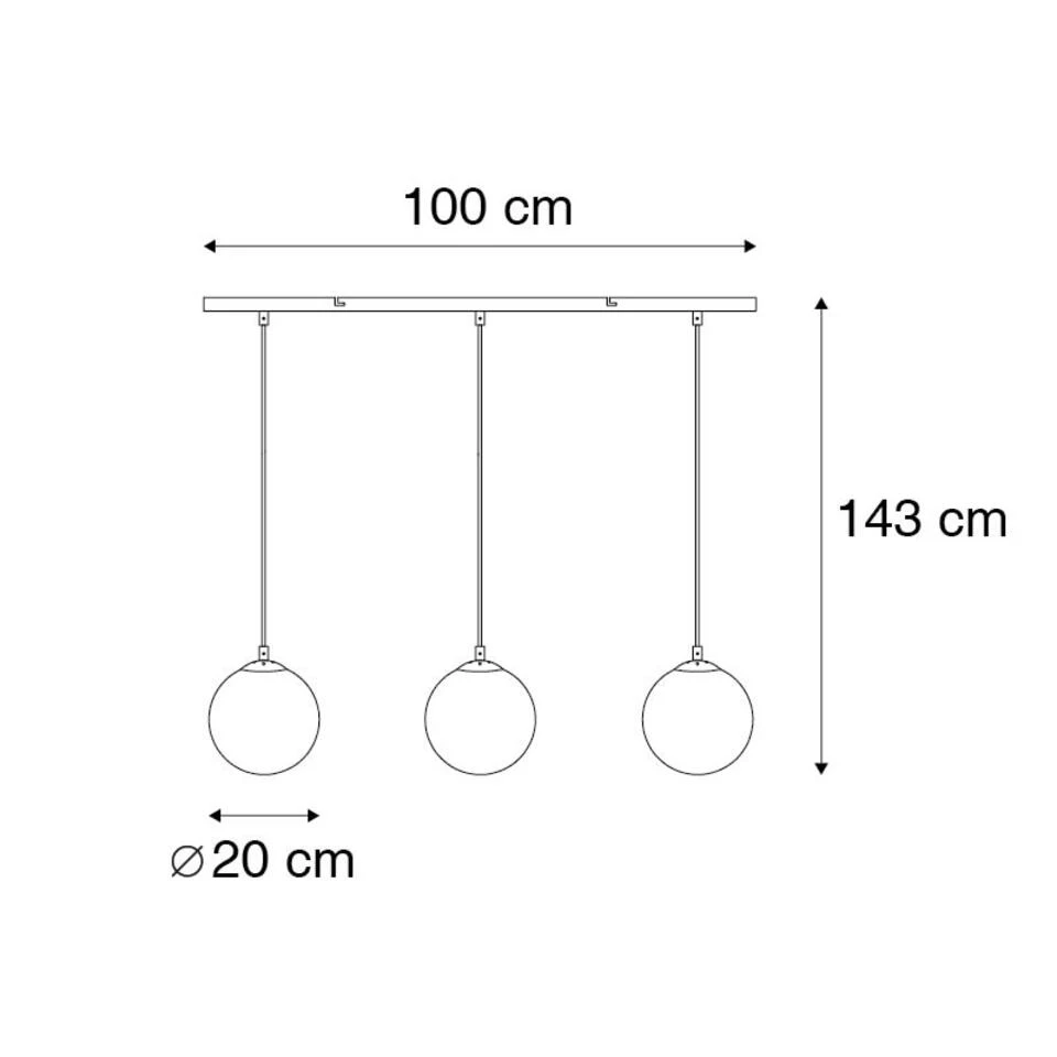 QAZQA Art Deco Hanglamp Messing Met Groen Glas 3-lichts - Pallon - Afbeelding 3