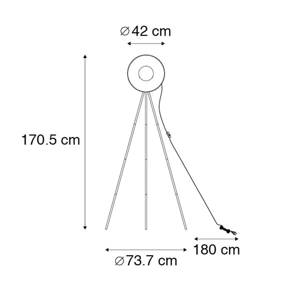 QAZQA Vloerlamp Zwart Met Goud 42 Cm Verstelbaar Tripod - Magnax - Afbeelding 3