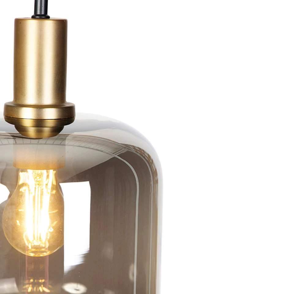 QAZQA Design Vloerlamp Zwart Met Goud Met Smoke Glas - Zuzanna - Afbeelding 2