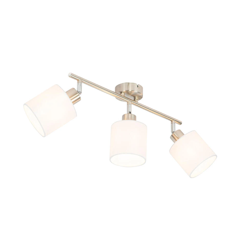 QAZQA Plafondspot Staal Met Witte Kap 3-lichts Verstelbaar - Hetta