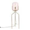 QAZQA Art Deco Vloerlamp Messing Met Roze Glas - Bliss