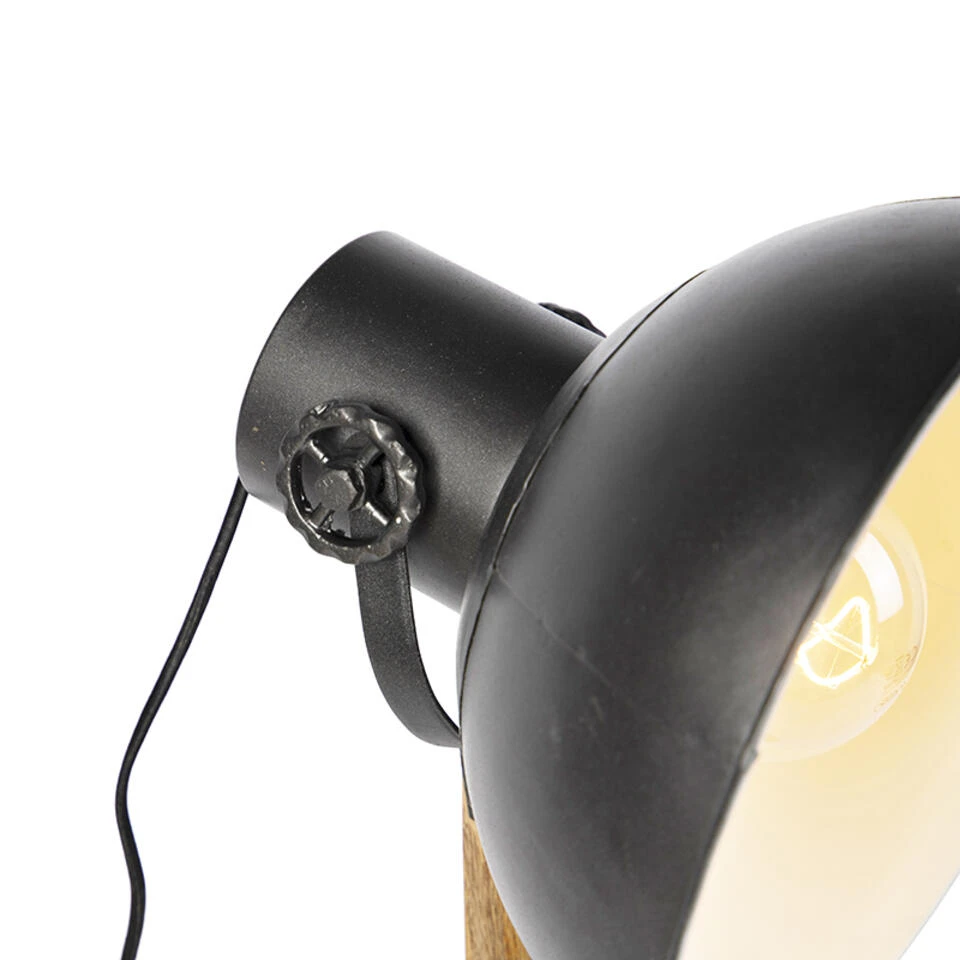QAZQA Industriele Vloerlamp Donkergrijs Met Mango Hout - Mangoes - Afbeelding 4