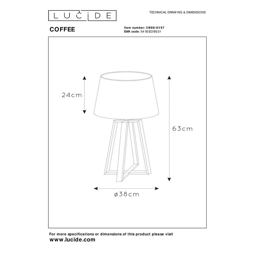 Lucide COFFEE Tafellamp - Roest Bruin - Afbeelding 4