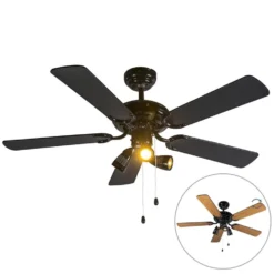 QAZQA Plafondventilator Zwart - Mistral 42