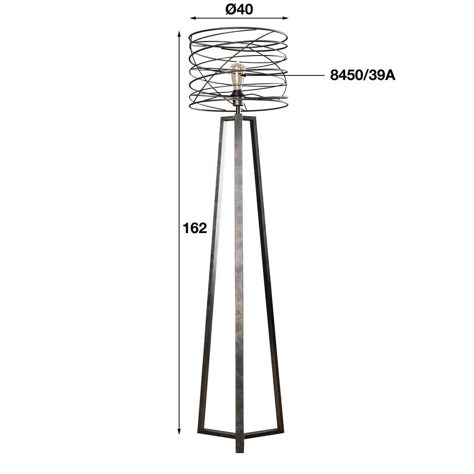 Giga Meubel Vloerlamp Curl Ø40cm - Zwart - 40x40x162cm - Afbeelding 4