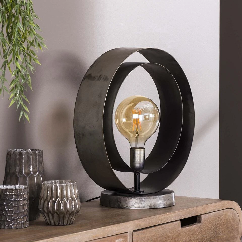 Hoyz - Tafellamp Rotar - Oud Zilver - Industrieel - 40x18x43 - Afbeelding 2