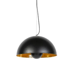 QAZQA IndustriÃ«le Hanglamp Zwart Met Goud 50 Cm - Magna Eglip