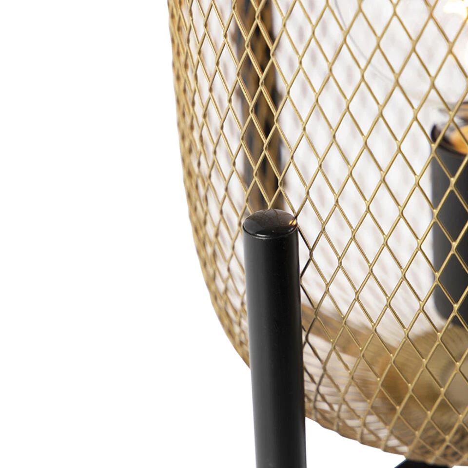 QAZQA Moderne Zwart Met Gouden Tafellamp - Bliss Mesh - Afbeelding 2