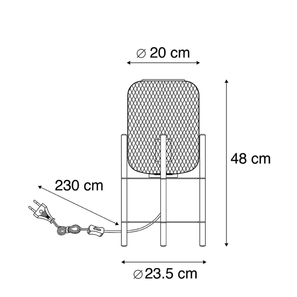 QAZQA Moderne Zwart Met Gouden Tafellamp - Bliss Mesh - Afbeelding 3