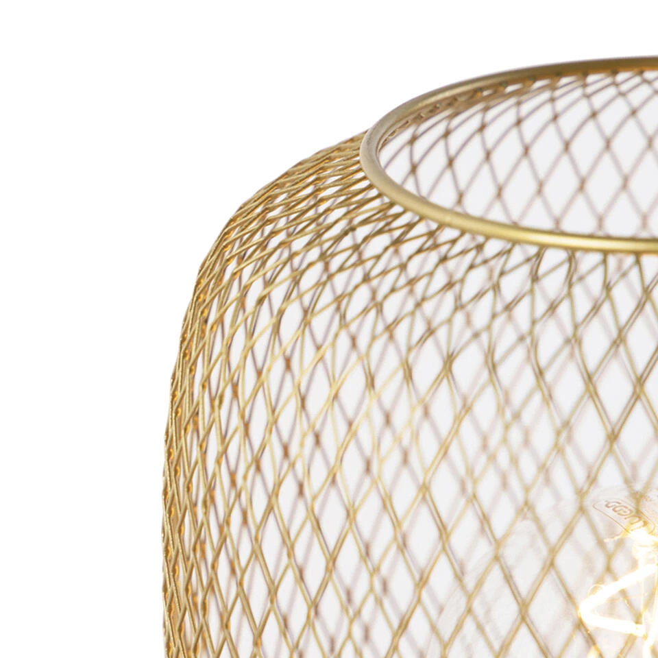 QAZQA Moderne Zwart Met Gouden Tafellamp - Bliss Mesh - Afbeelding 4