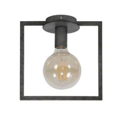 Plafondlamp Industrieel 1L Winster - 12x26x26 Cm - Metaal - Grijs