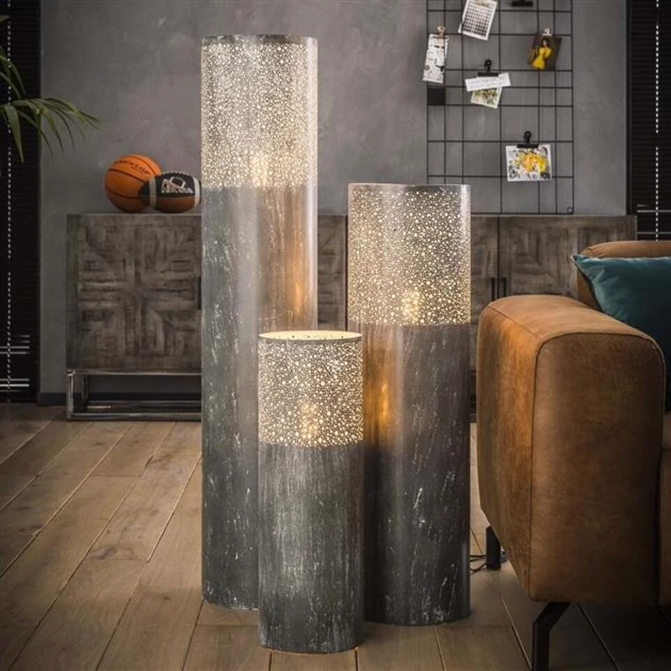 Industriƫle Vloerlamp Eleanor Metaal Grijs 60 Cm - 60x20x60 Cm - Metaal - Grijs - Afbeelding 2