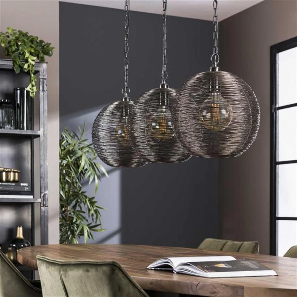 Hoyz - Hanglamp 3L Web - Zwart Nikkel - 125x33x150 - Industrieel - Afbeelding 3